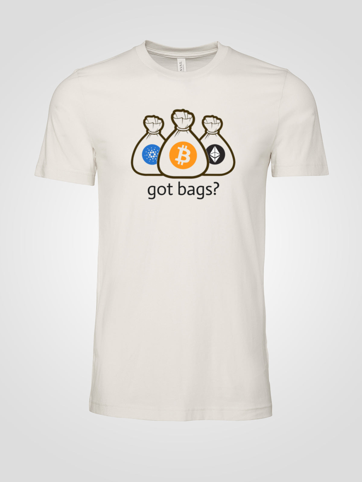 Crypto "Got Bags?" T-Shirt ft. Bitcoin, Ethereum and Cardano
